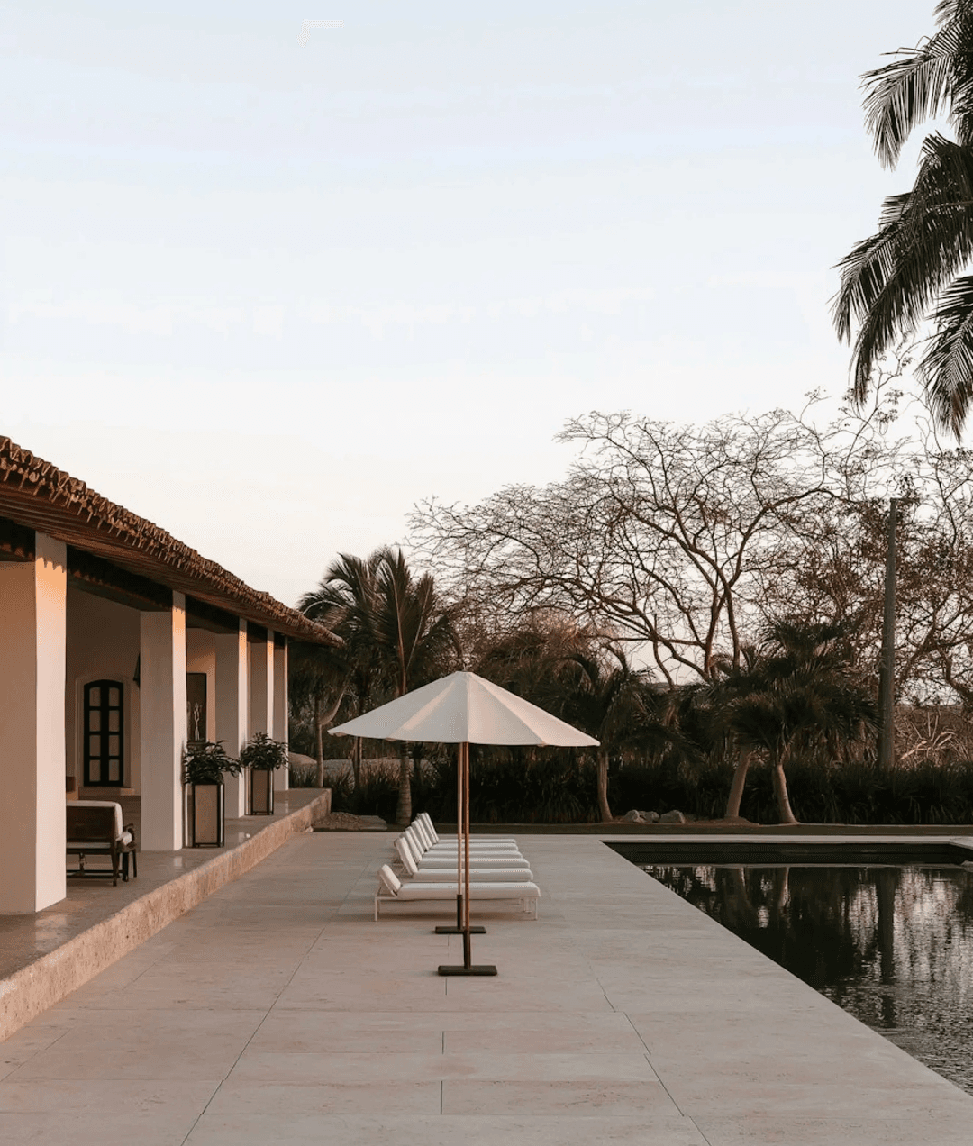 Tropical poolside setting